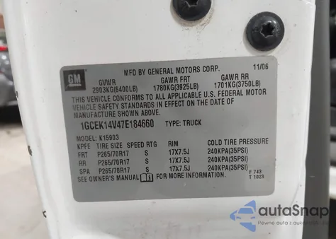 2007 Chevrolet Silverado 1500 Classic Work Truck из США, поврежденный, VIN 1GCEK14V47E184660